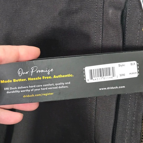 Dri Duck Jacket Mens M Black Canvas Full‎ Zip Workwear Outdoors Boulder Cloth - Picture 4 of 15